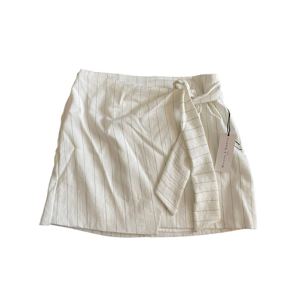 Maison d'Amelie Striped Side Tie Skirt Size Medium‎ NWT
